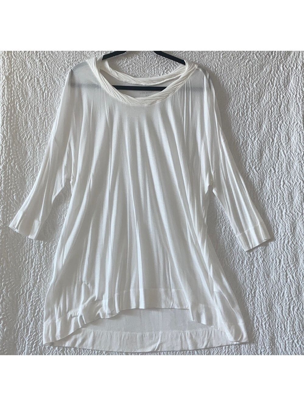 LANE BRYANT Twist Neck High Low Jersey Knit 3/4 Sleeve Tee